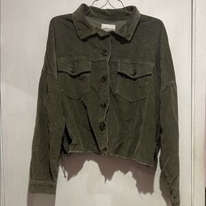 American Eagle Outfitters Olive Green Corduroy Crop Jacket
